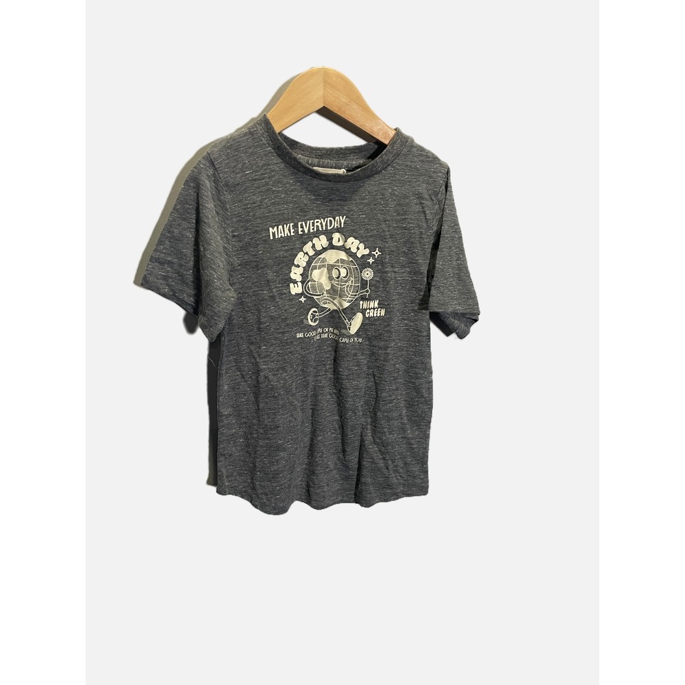 Miki Miette Graphic Tee Kids Size 6Y Grey Earth Day Think Green Eco Friendly Shi